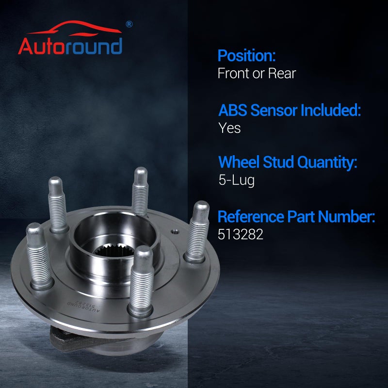 Autoround 513282 Front/Rear Wheel Bearing and Hub Assembly Fit for Cadillac CTS 2008-2019, XTS 18-19, Chevrolet Camaro 2010-2015, Impala 18-19, Driver Passenger Side, 5 Lugs w/ABS Encoder - Image 3